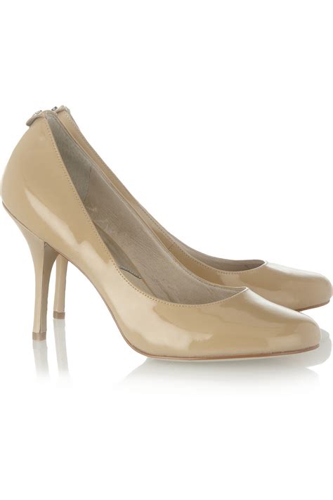 michael kors beige patent leather pumps|Michael Kors Frances Flex Patent Leather Loafer Pumps .